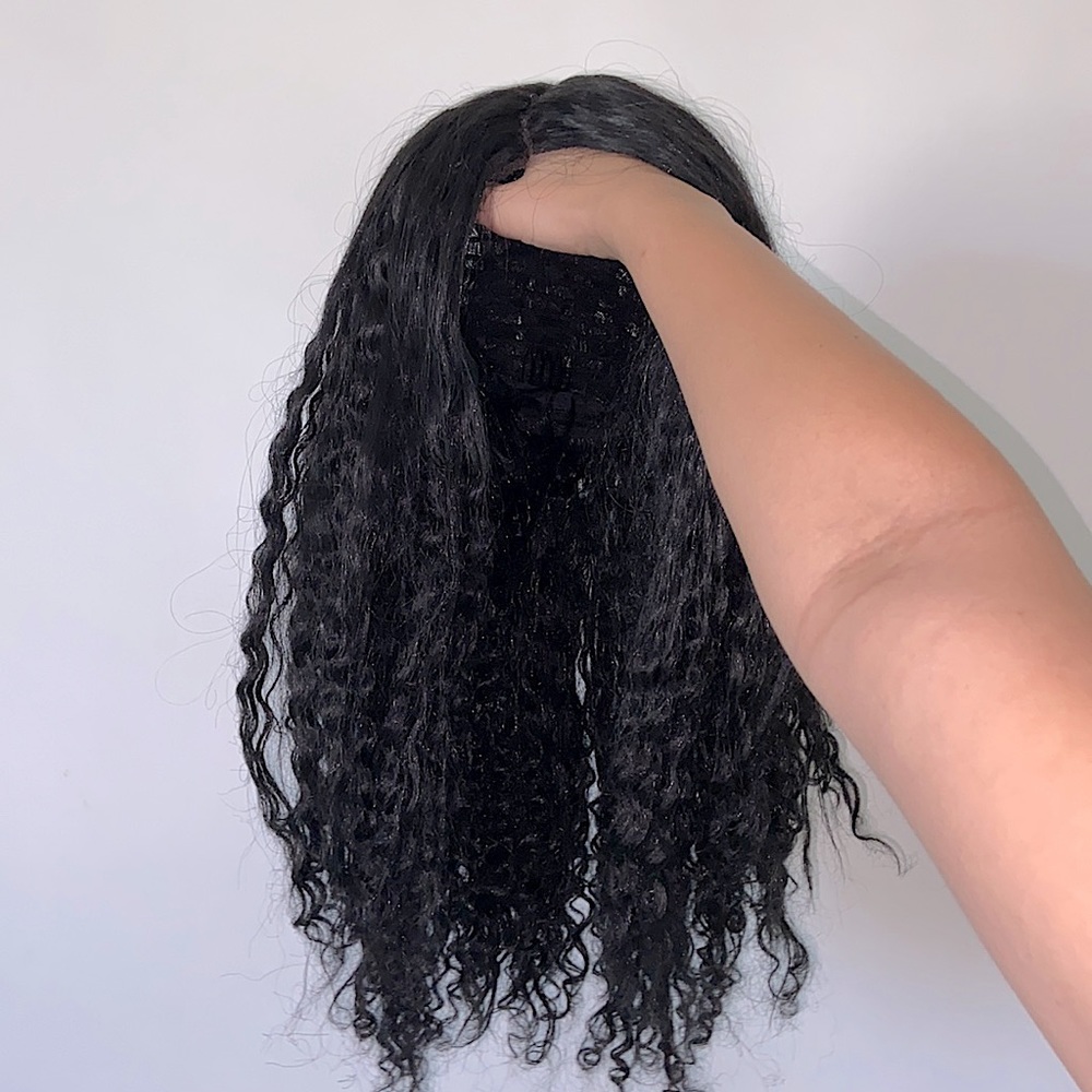 Black Kinky Human hair Lace front Wig